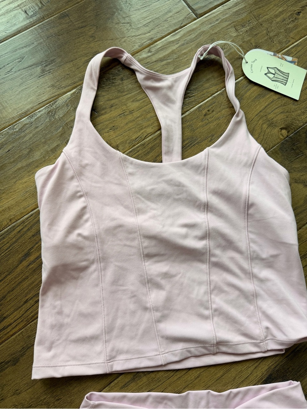 Women's Light Pink Racerback Crop Sports Bra + Skirt Set - Picture 3 of 9